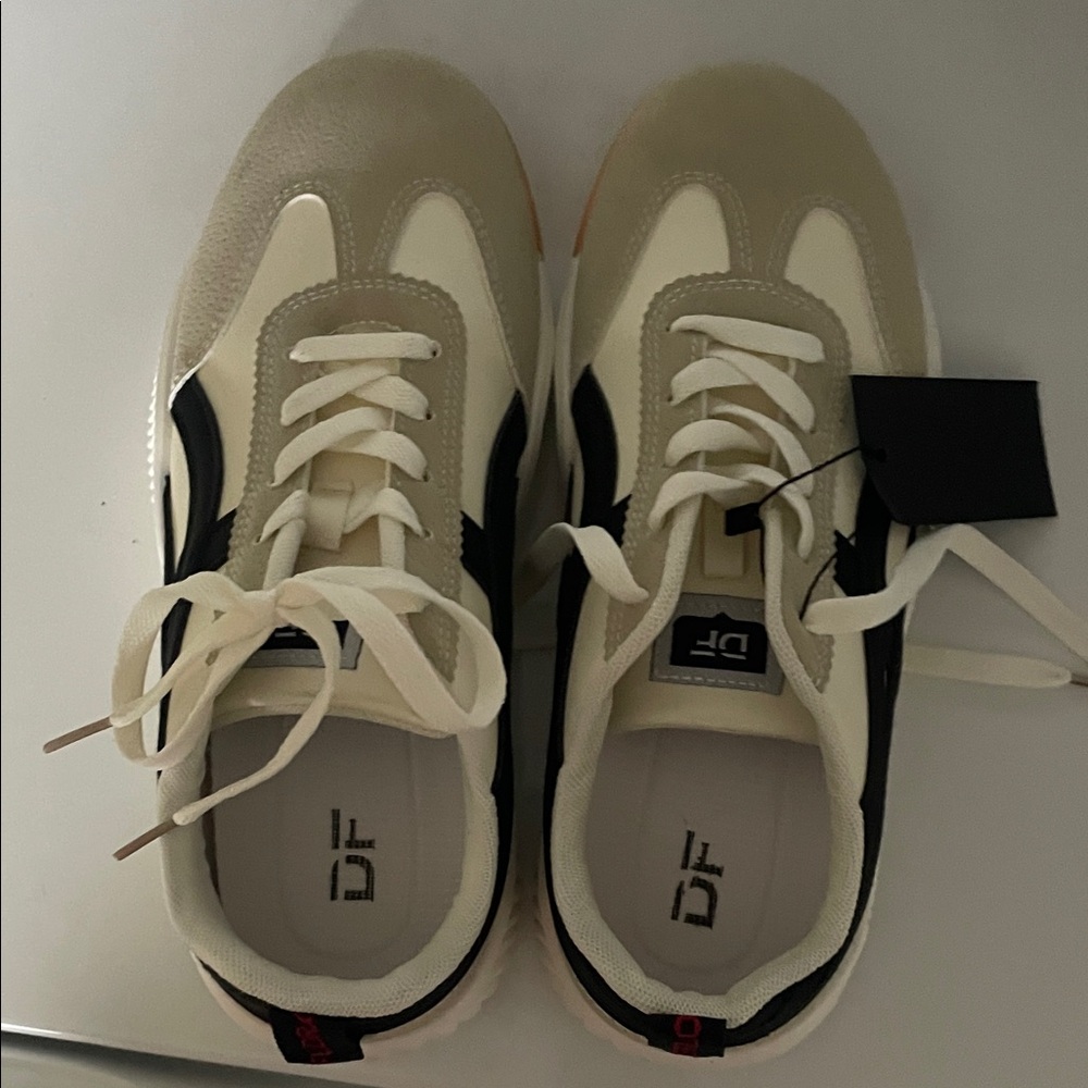 Women's Cream and Black Athletic Shoes